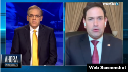 El presentador de Mega TV Oscar Haza entrevistó al senador Marco Rubio.