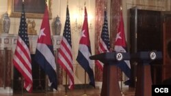 Conferencia de prensa de cancilleres de Cuba y EEUU